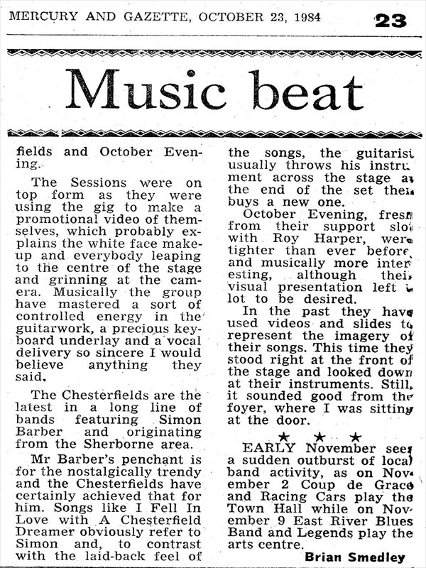 Music Beat Mercury and Gazette 23 Oct 1984
